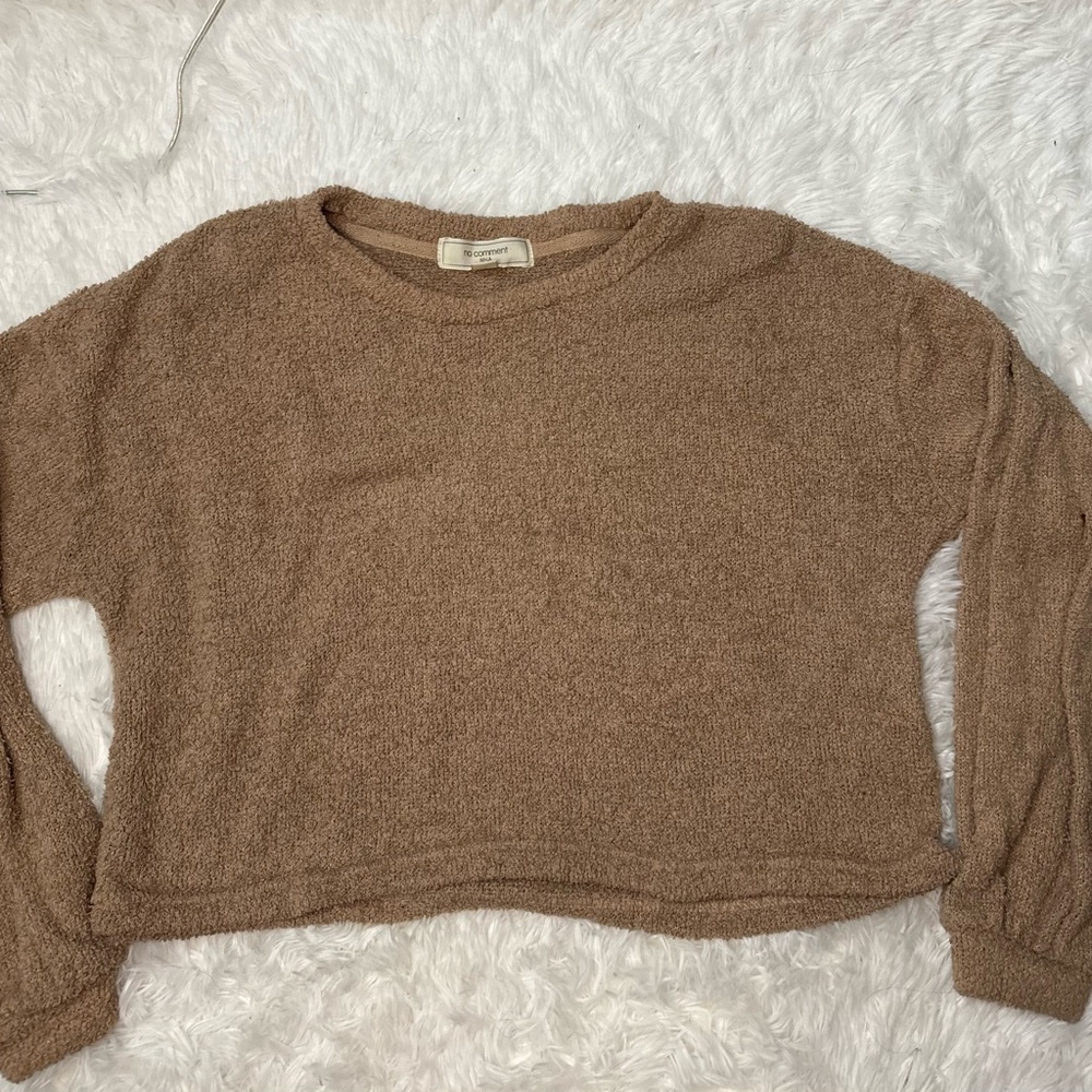 No Comment Cozy Brown Long Sleeve Sweater
